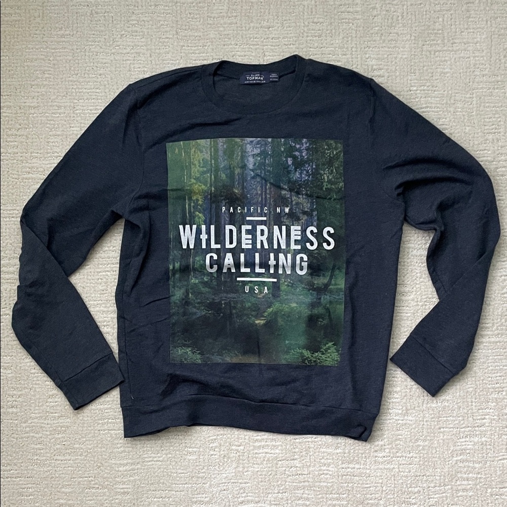 Topman dark blue Wilderness Calling Sweatshirt